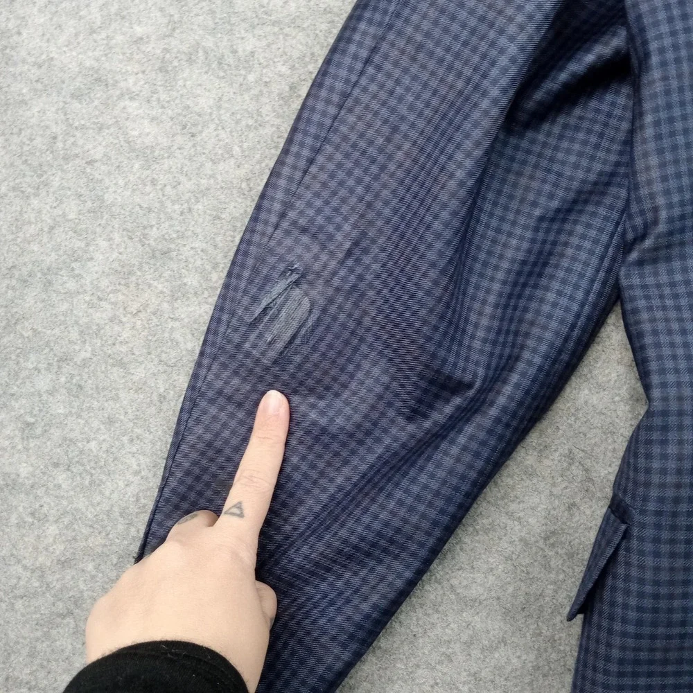 Peter Millar Blazer Mens 42 Blue Check Sport Coat Jacket Two Button‎ Formal*
